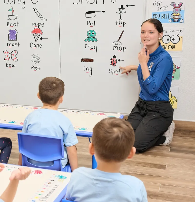 Teacher leading a phonics lesson at Davie Academy